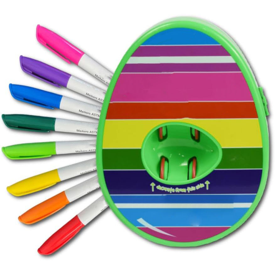 Easter Egg Decorator Kit – Egg Decorating Spinner with 8 Colorful Quick-Drying Markers