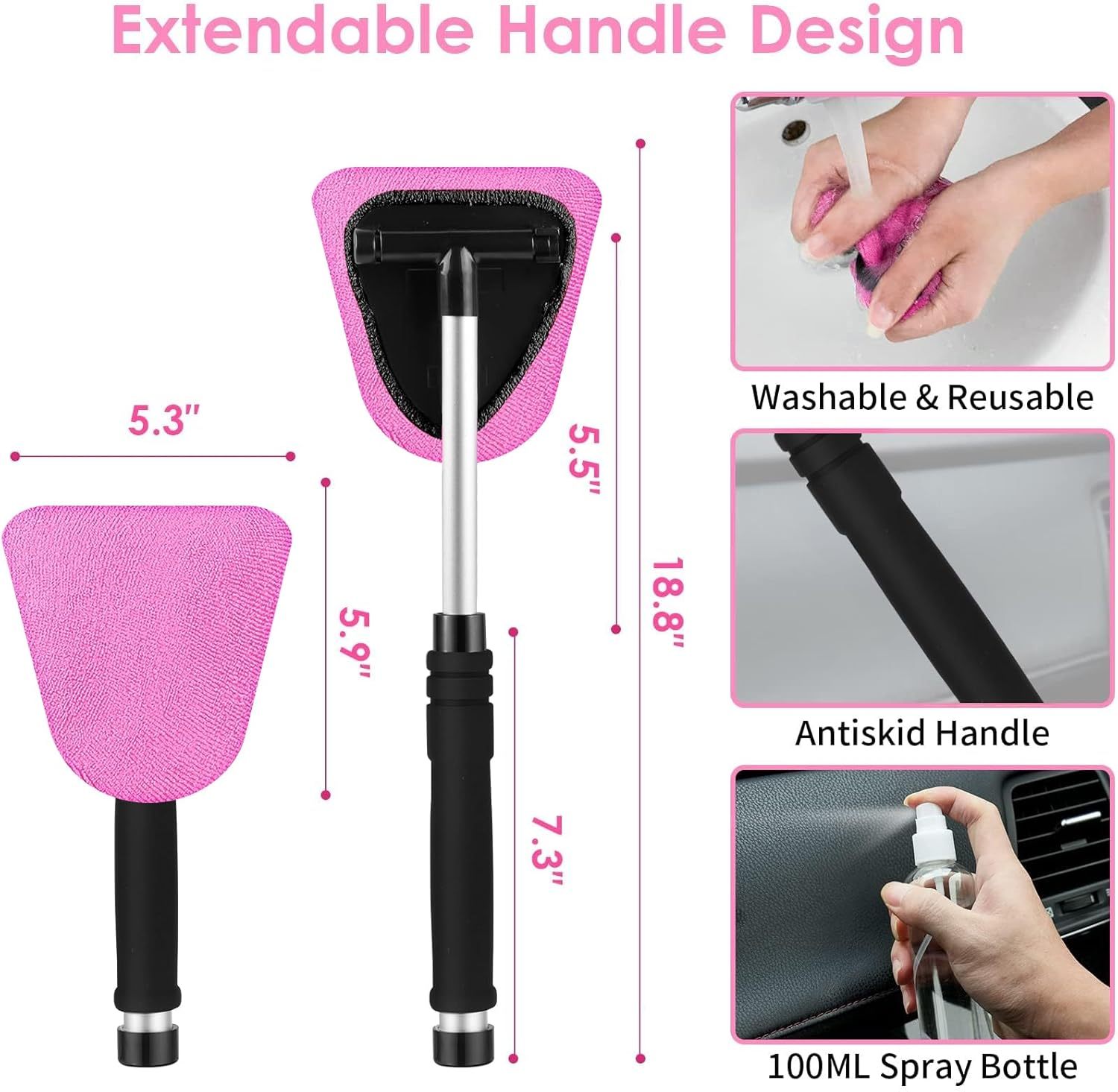 Car Interior Cleaning Tool Set — Windshield & Dashboard Detail Cleaner Kit