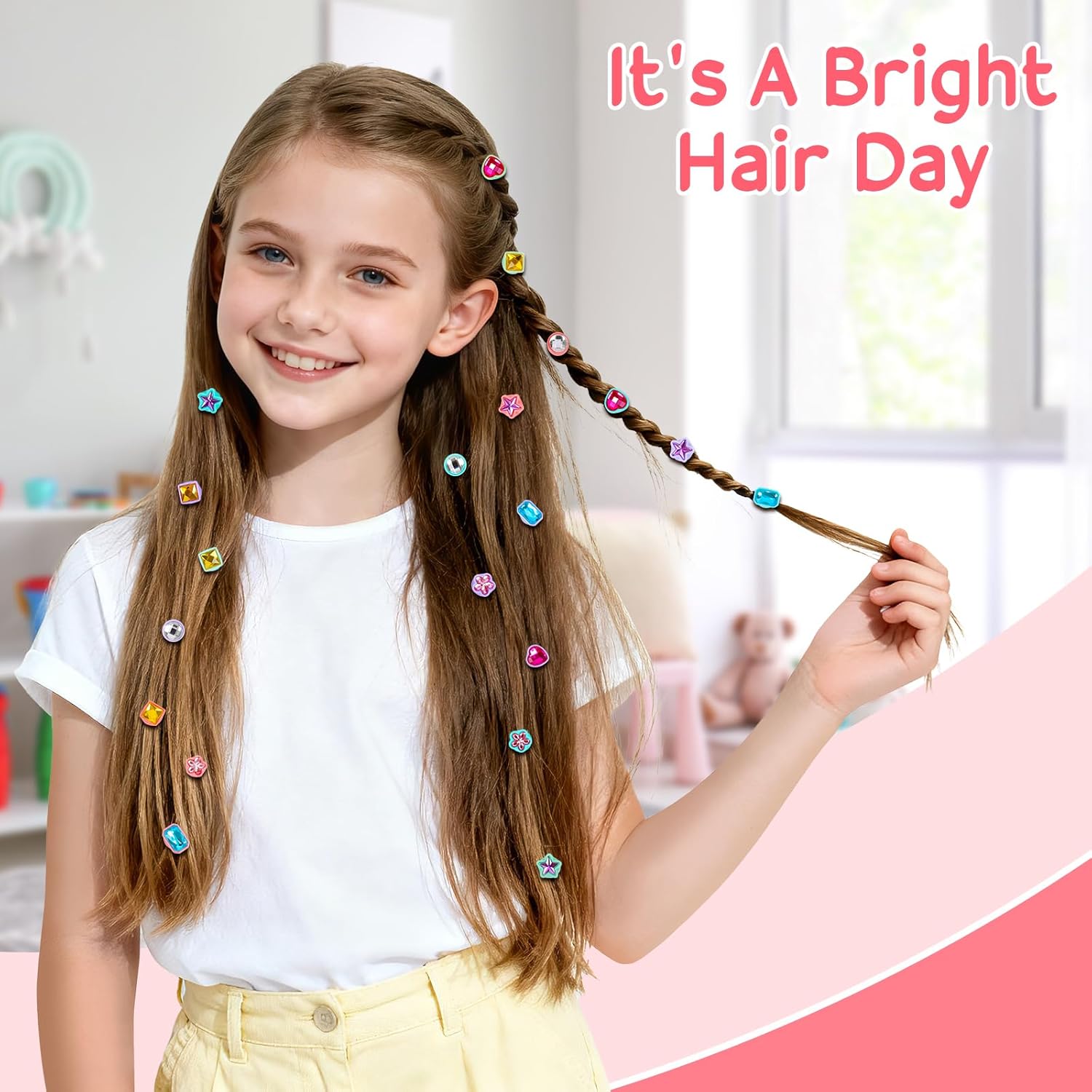 Hair Gem Stamper Kit – Bling Hair Jewels for Girls Toys, Hair Styling Tool