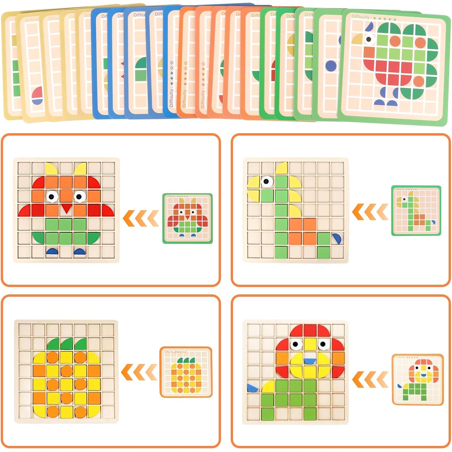 Dementia Activities for Seniors – 120 Pieces Wooden Matching Puzzle Games for Elderly