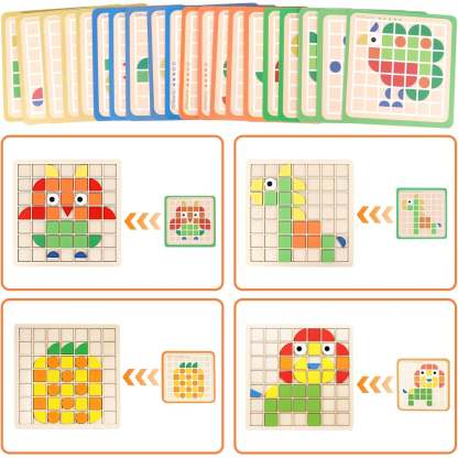 Dementia Activities for Seniors – 120 Pieces Wooden Matching Puzzle Games for Elderly