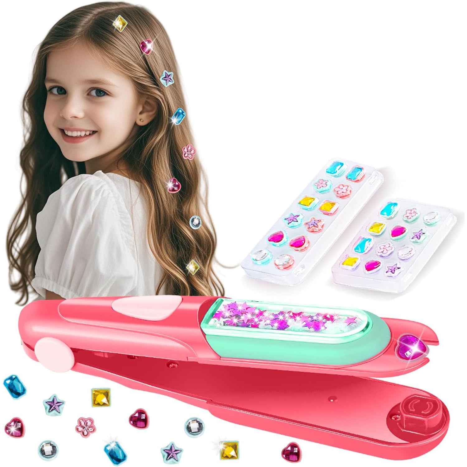 Hair Gem Stamper Kit – Bling Hair Jewels for Girls Toys, Hair Styling Tool