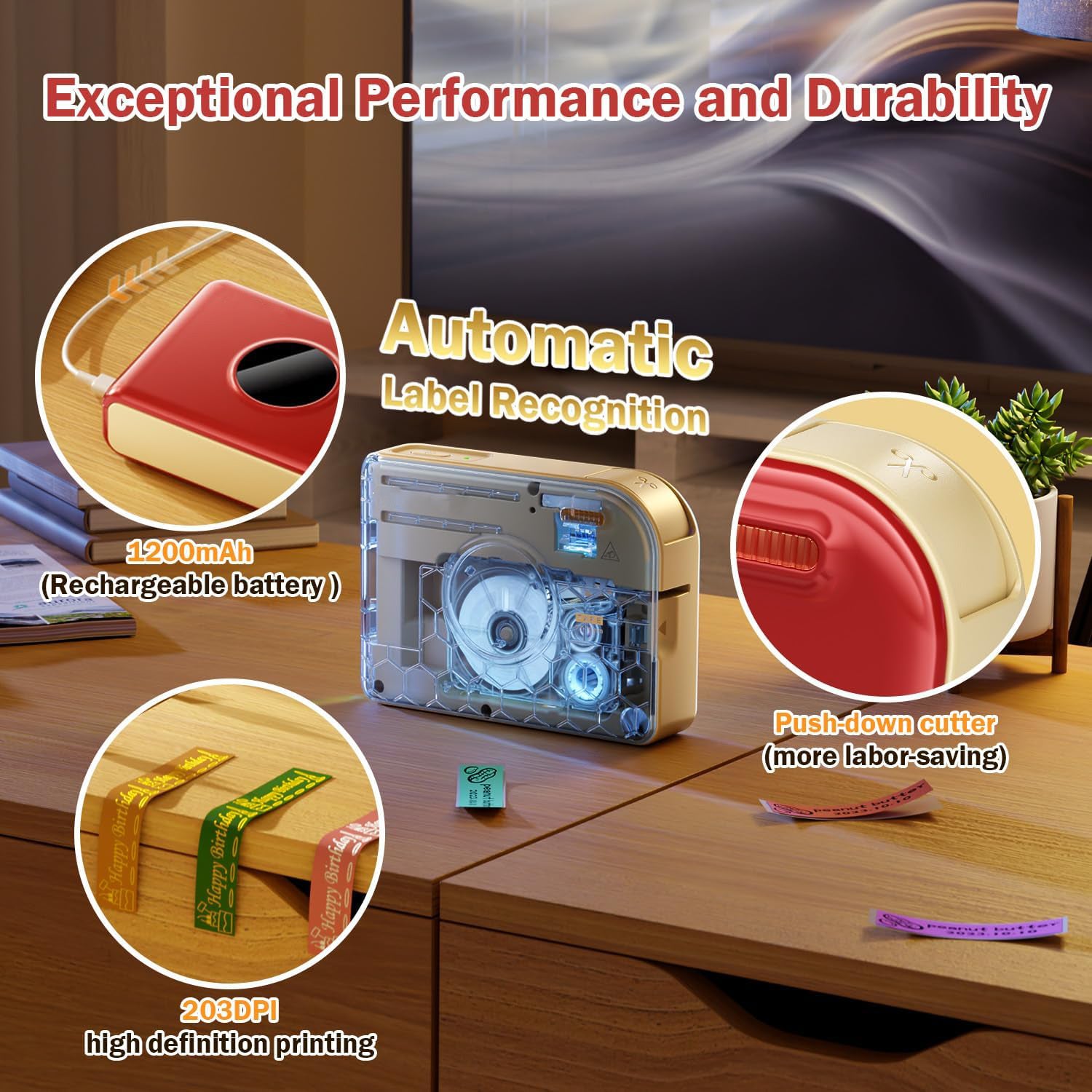 Label Maker Machine – Mini Bluetooth Portable Color Text Label Printer