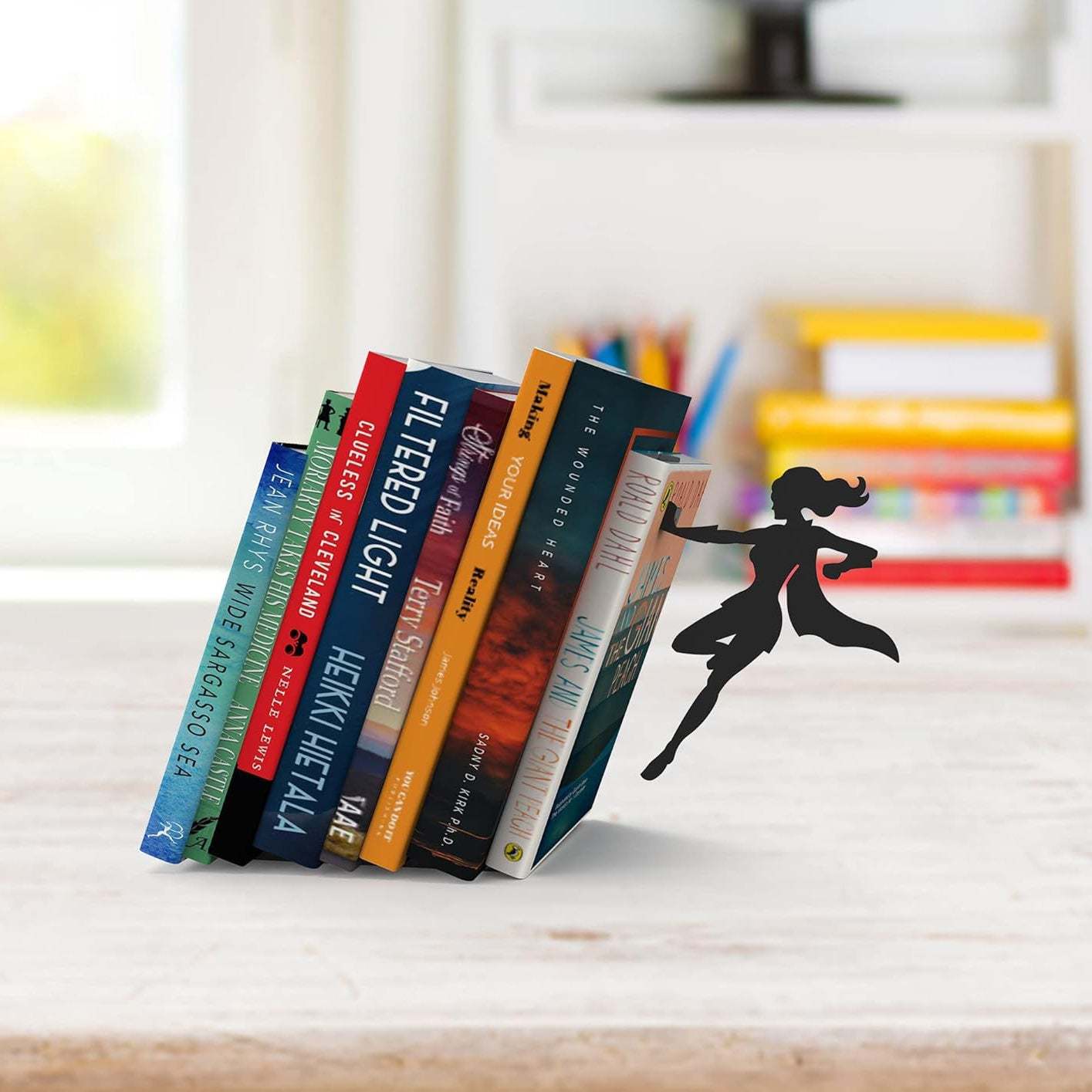Stylish Metal Bookend in Black – Book Holder for Any Angle, Shelf, Desk