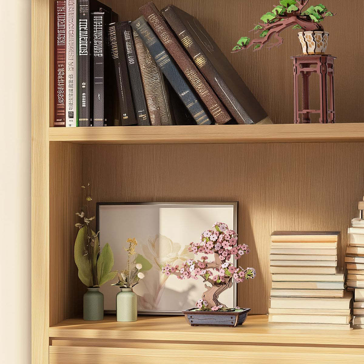 3D Wooden Puzzle Flower for Adults – DIY Sakura Bonsai Tree Plants for Home Table Decor