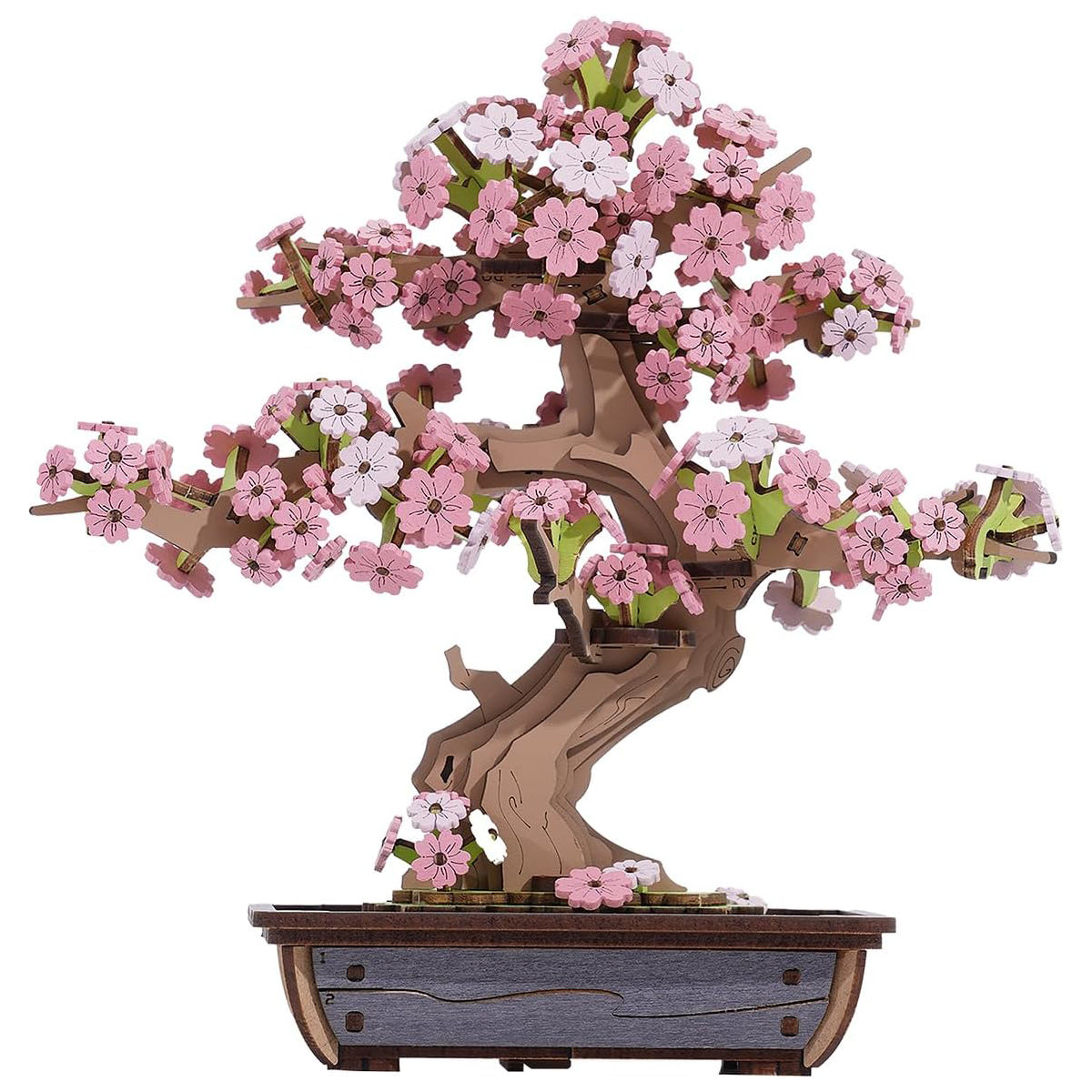 3D Wooden Puzzle Flower for Adults – DIY Sakura Bonsai Tree Plants for Home Table Decor