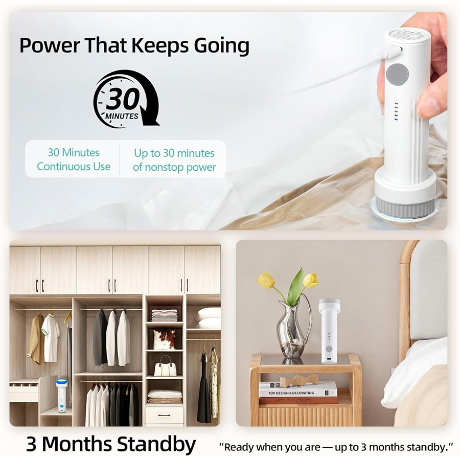 Cordless electric vacuum pump, suitable for vacuum storage bags