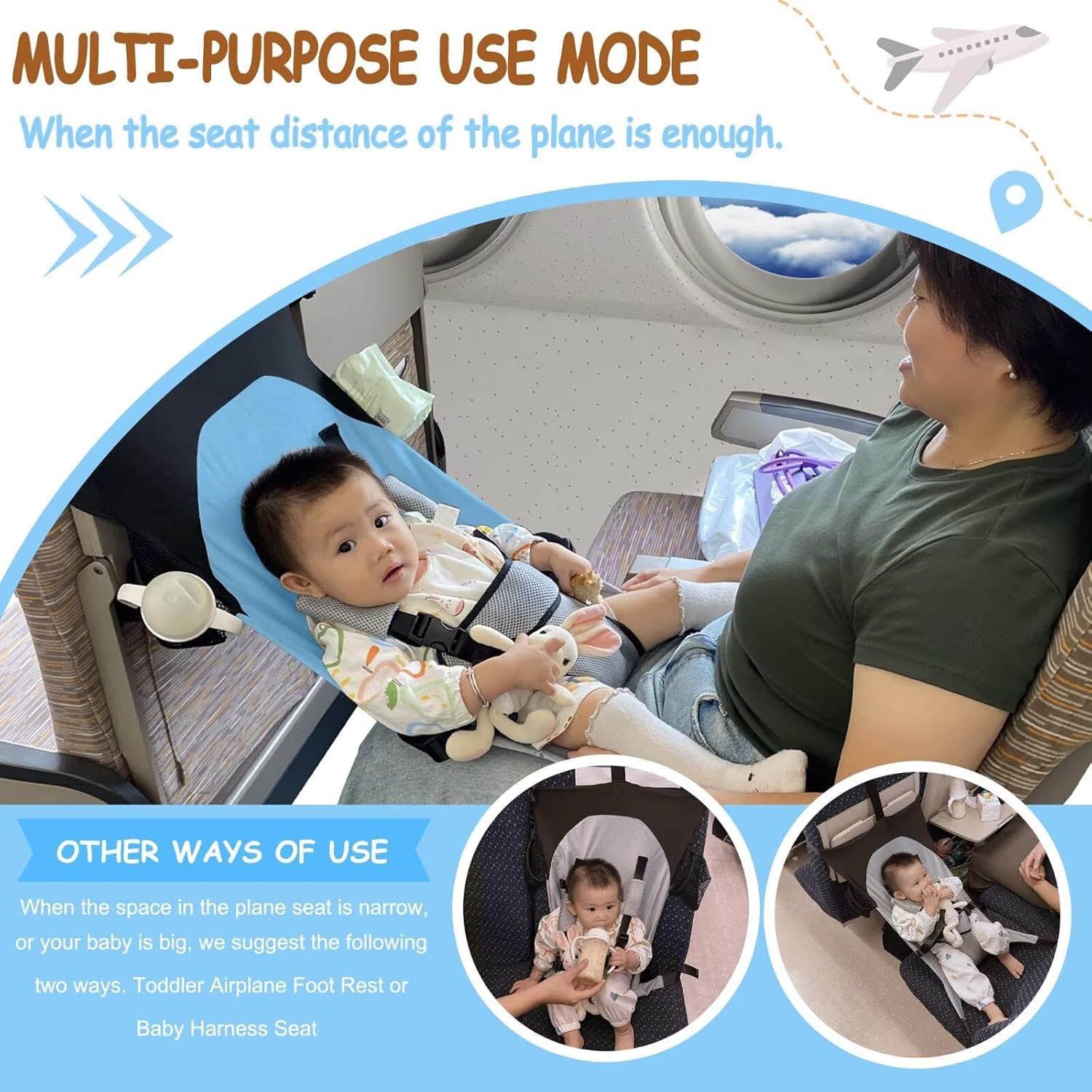 Baby Airplane Bed – Portable Plane Seat Foot Rest Extender