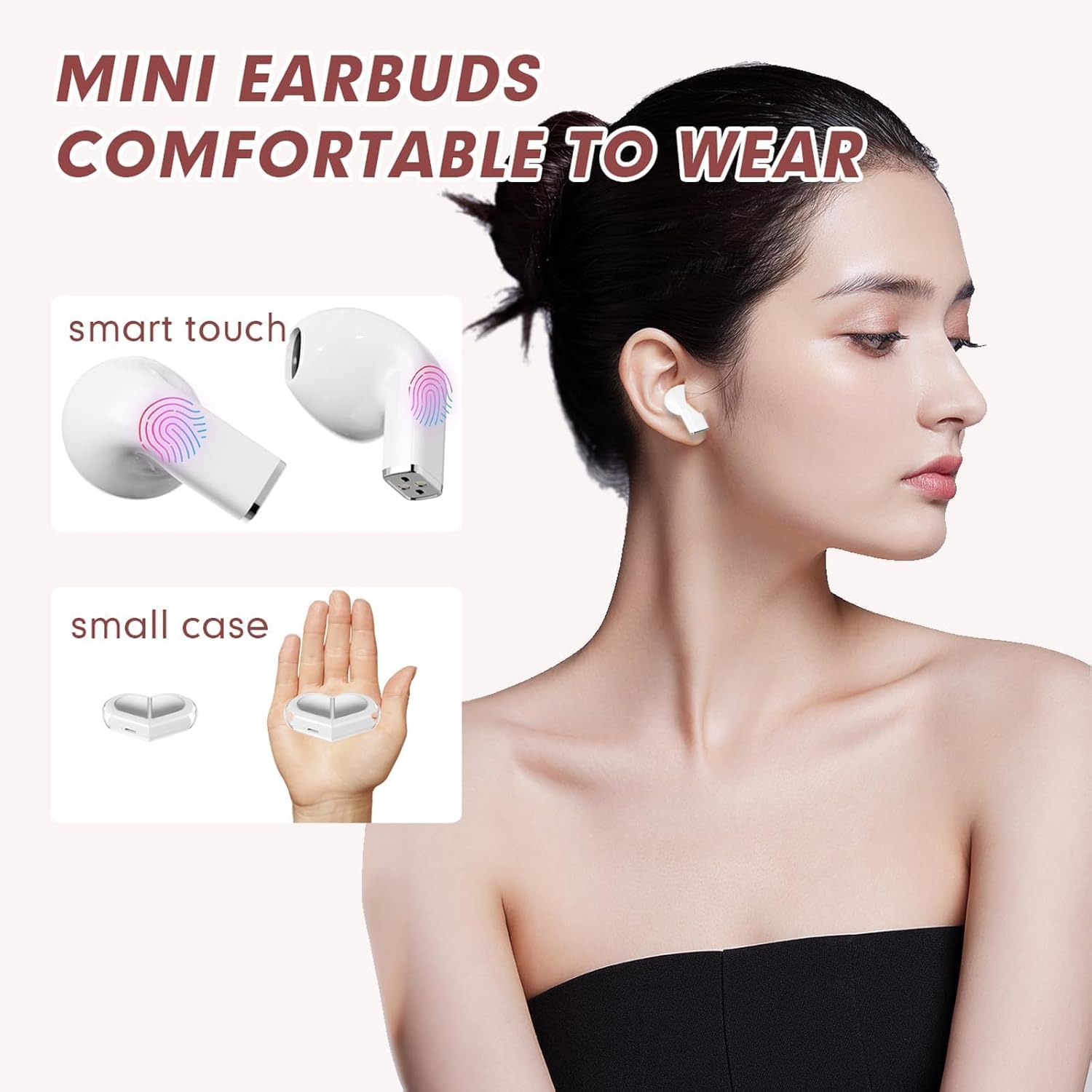 Heart Wireless Earbuds – Cute Mini Bluetooth Earbuds for Girls and Kids
