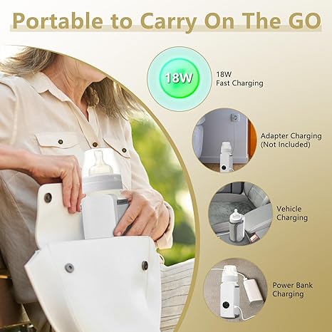 Portable travel bottle warmer, 6000mAh rechargeable