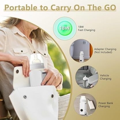 Portable travel bottle warmer, 6000mAh rechargeable