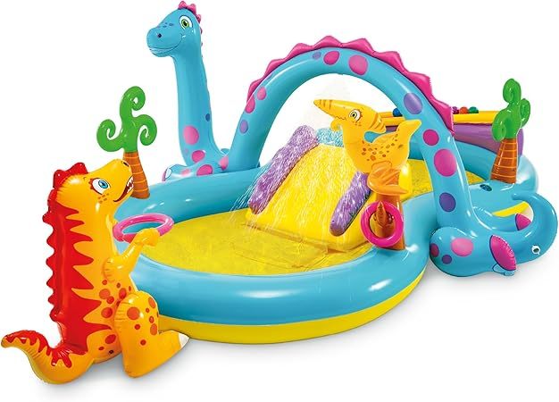 Inflatable Kids Water Play Center — Jungle Splash Pool with Slide & Sprayer