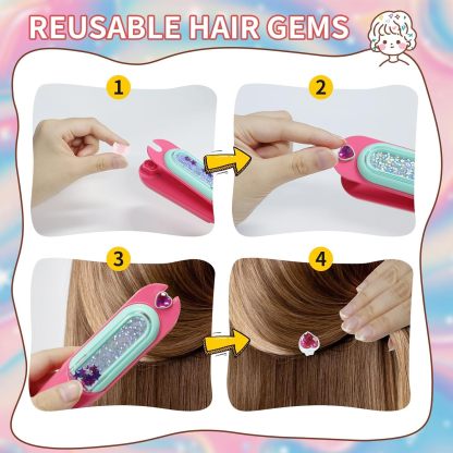 Hair Gem Stamper Kit – Bling Hair Jewels for Girls Toys, Hair Styling Tool