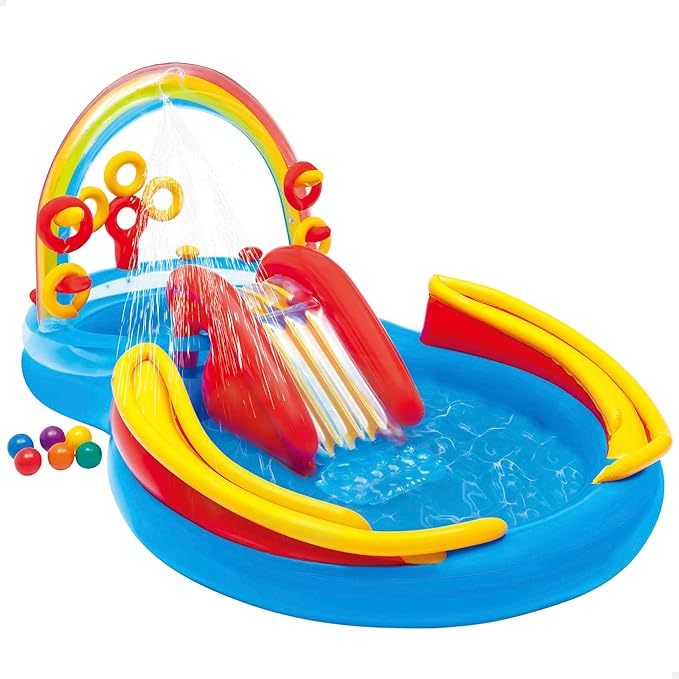 Inflatable Kids Water Play Center — Jungle Splash Pool with Slide & Sprayer