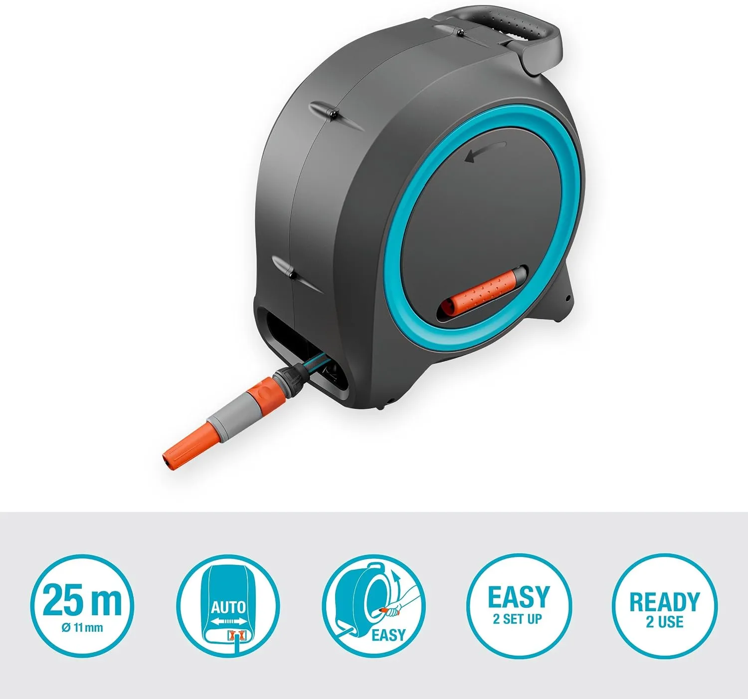 Portable Retractable Garden Hose Reel Box with 25m Hose