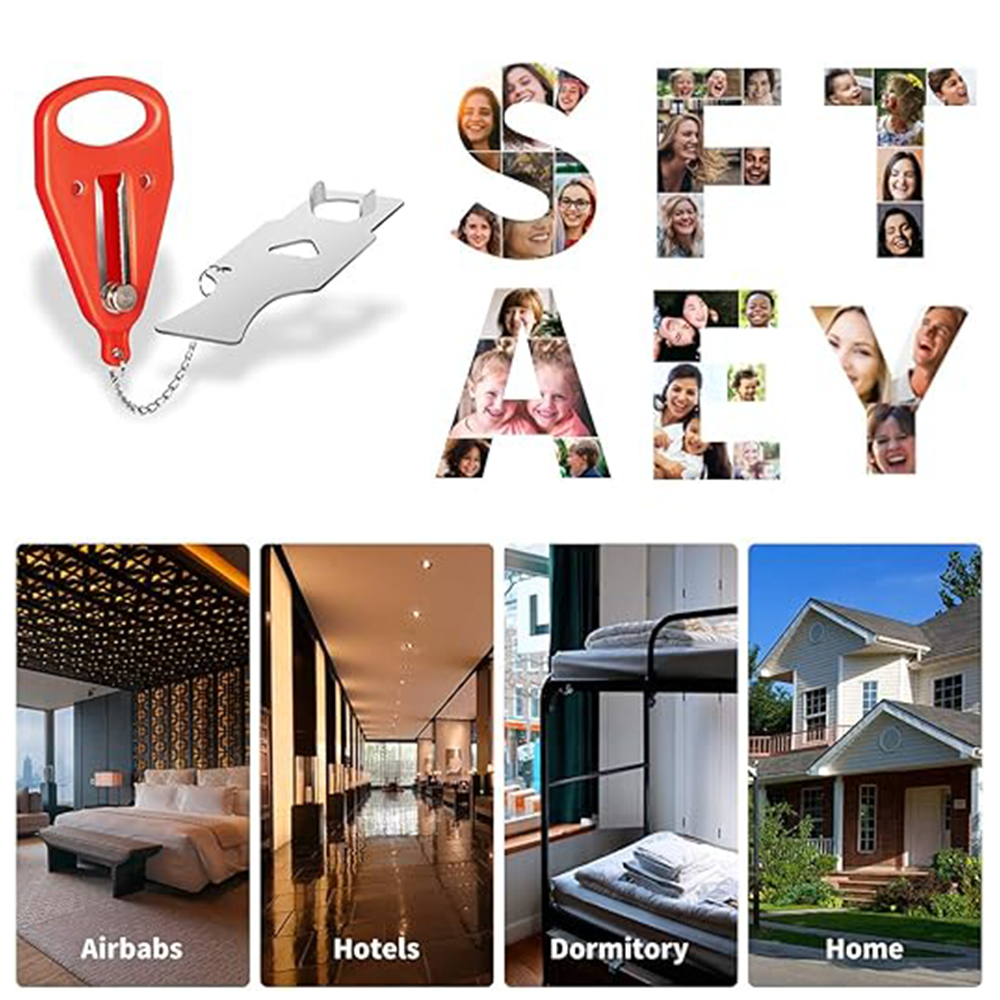 Portable travel door lock is detachable and requires no drilling