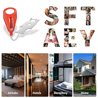 Portable travel door lock is detachable and requires no drilling