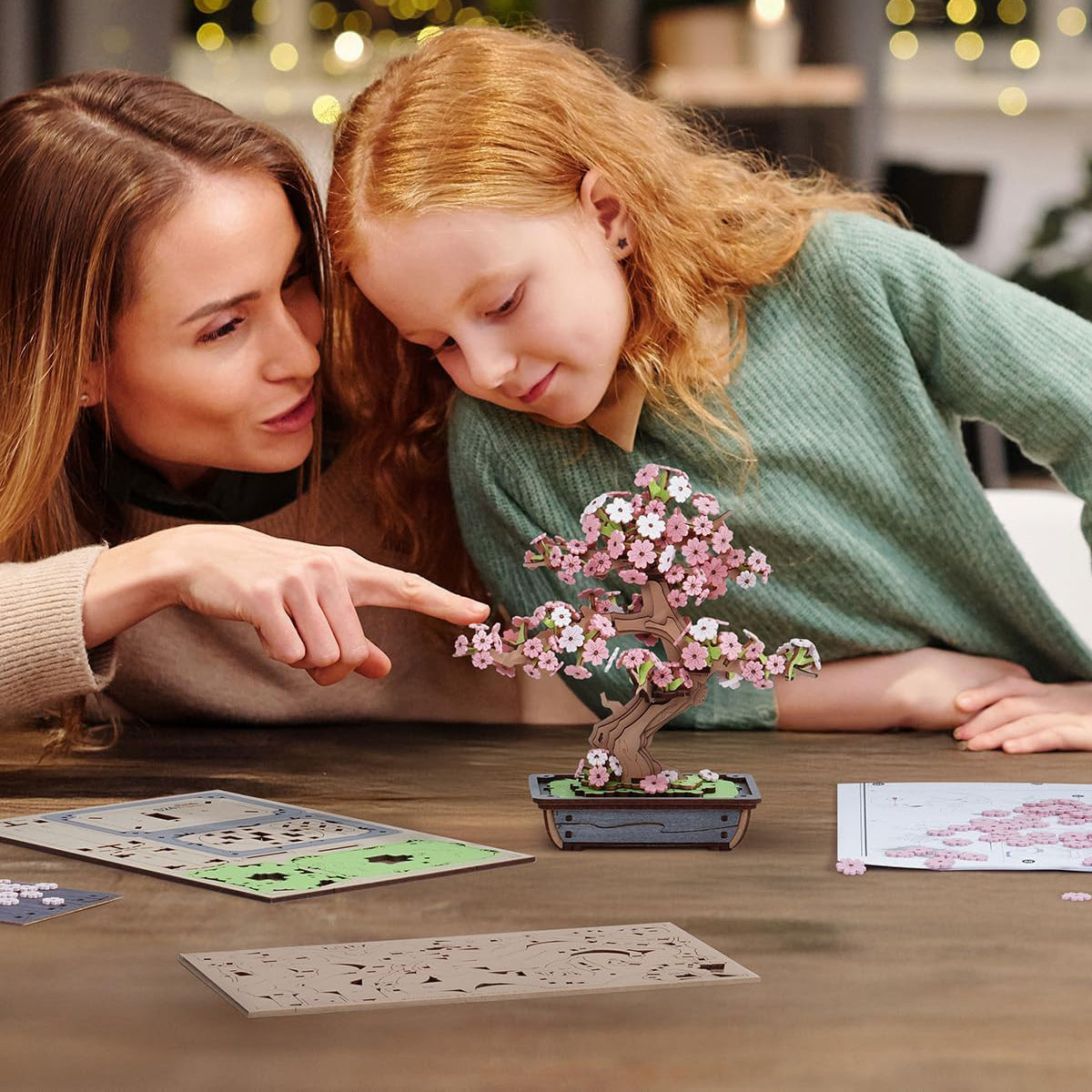 3D Wooden Puzzle Flower for Adults – DIY Sakura Bonsai Tree Plants for Home Table Decor