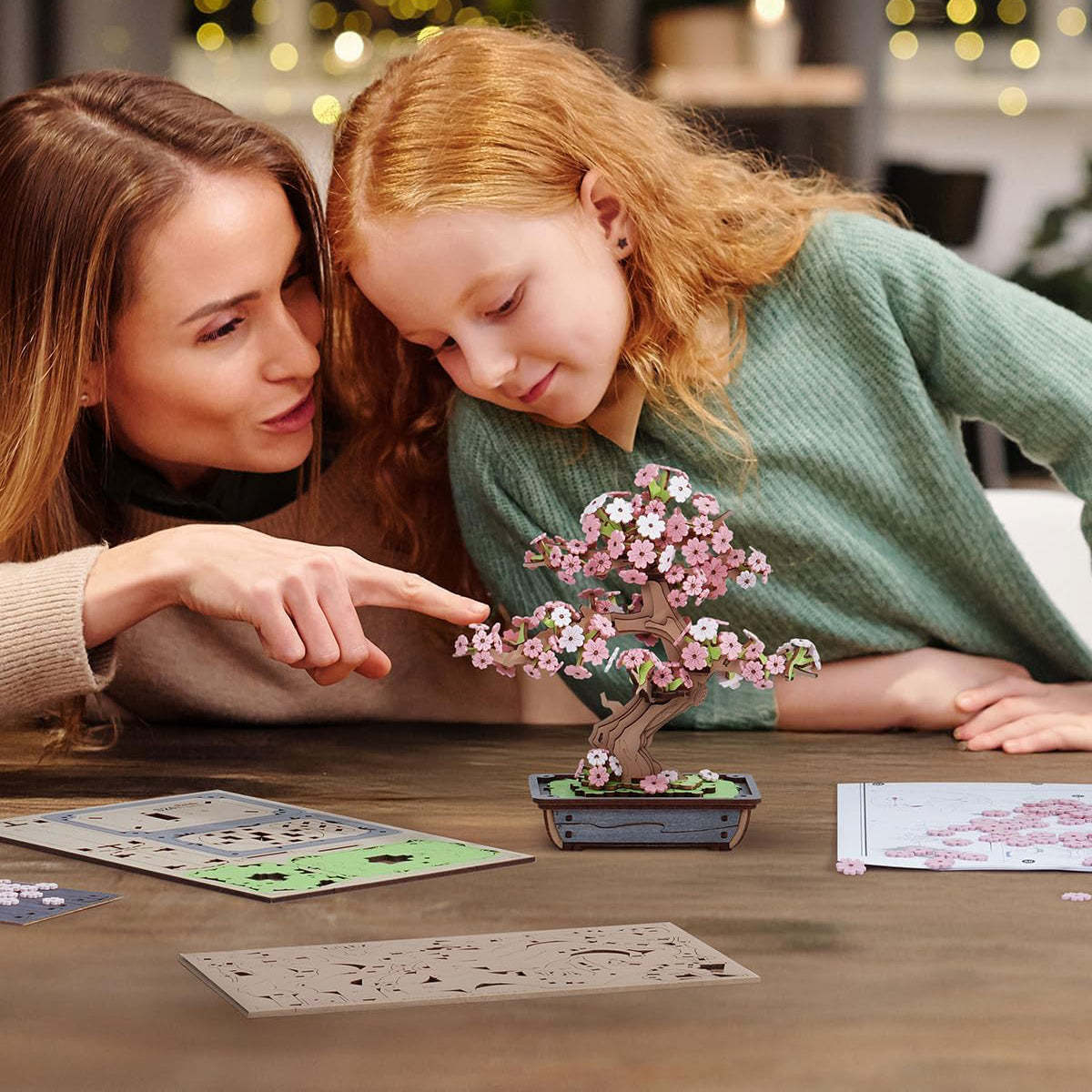 3D Wooden Puzzle Flower for Adults – DIY Sakura Bonsai Tree Plants for Home Table Decor