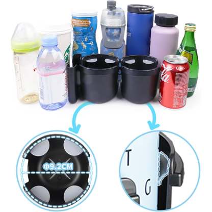 3-in-1 Baby Stroller Cup Holder with Phone Stand – 360° Rotating Drink Holder