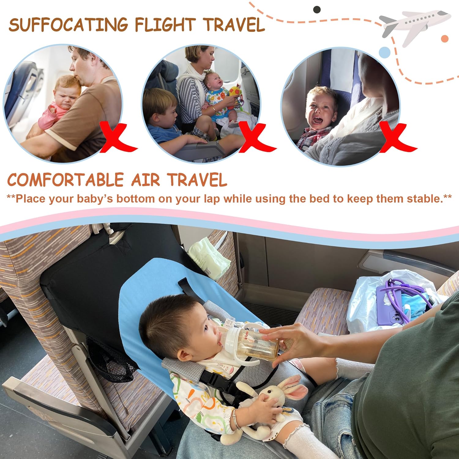 Baby Airplane Bed – Portable Plane Seat Foot Rest Extender