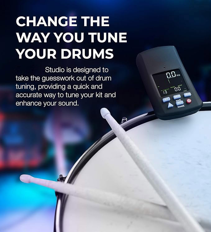 Clip-on digital drum tuner with backlit LCD display