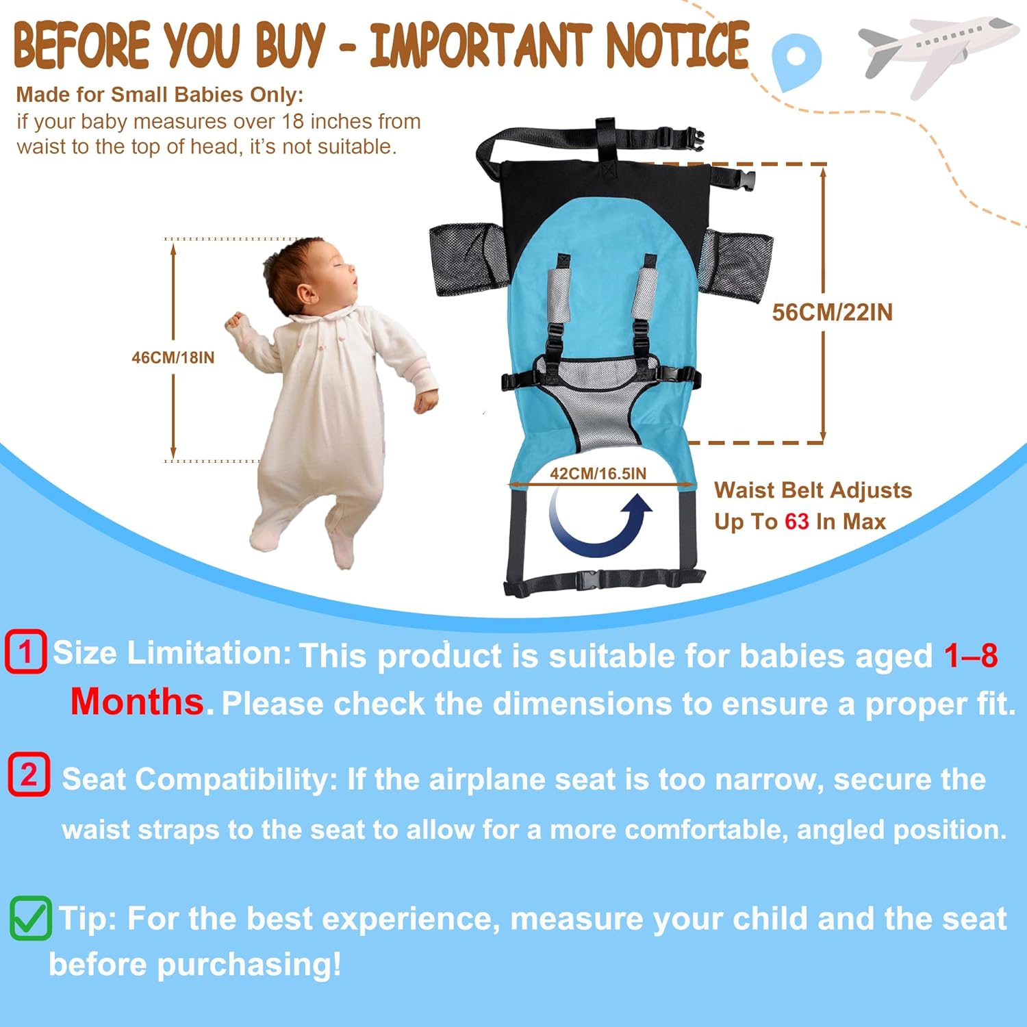 Baby Airplane Bed – Portable Plane Seat Foot Rest Extender