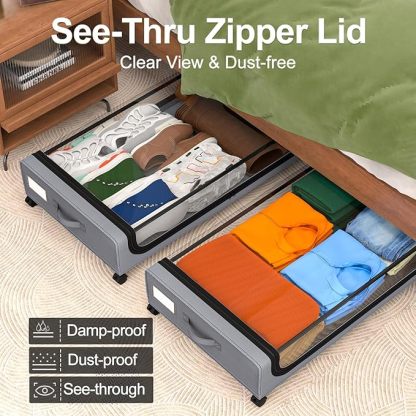 Under-bed storage box with wheels: 48-liter under-bed storage box with lid
