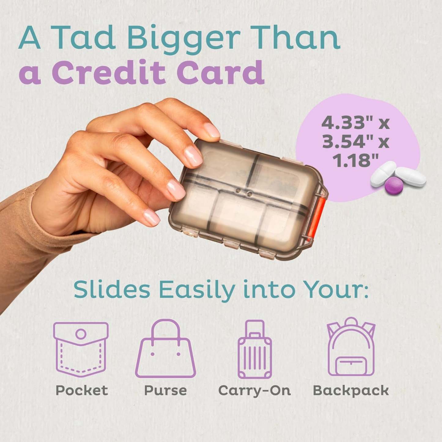 Portable Travel Pill Organizer Holder with Stickers