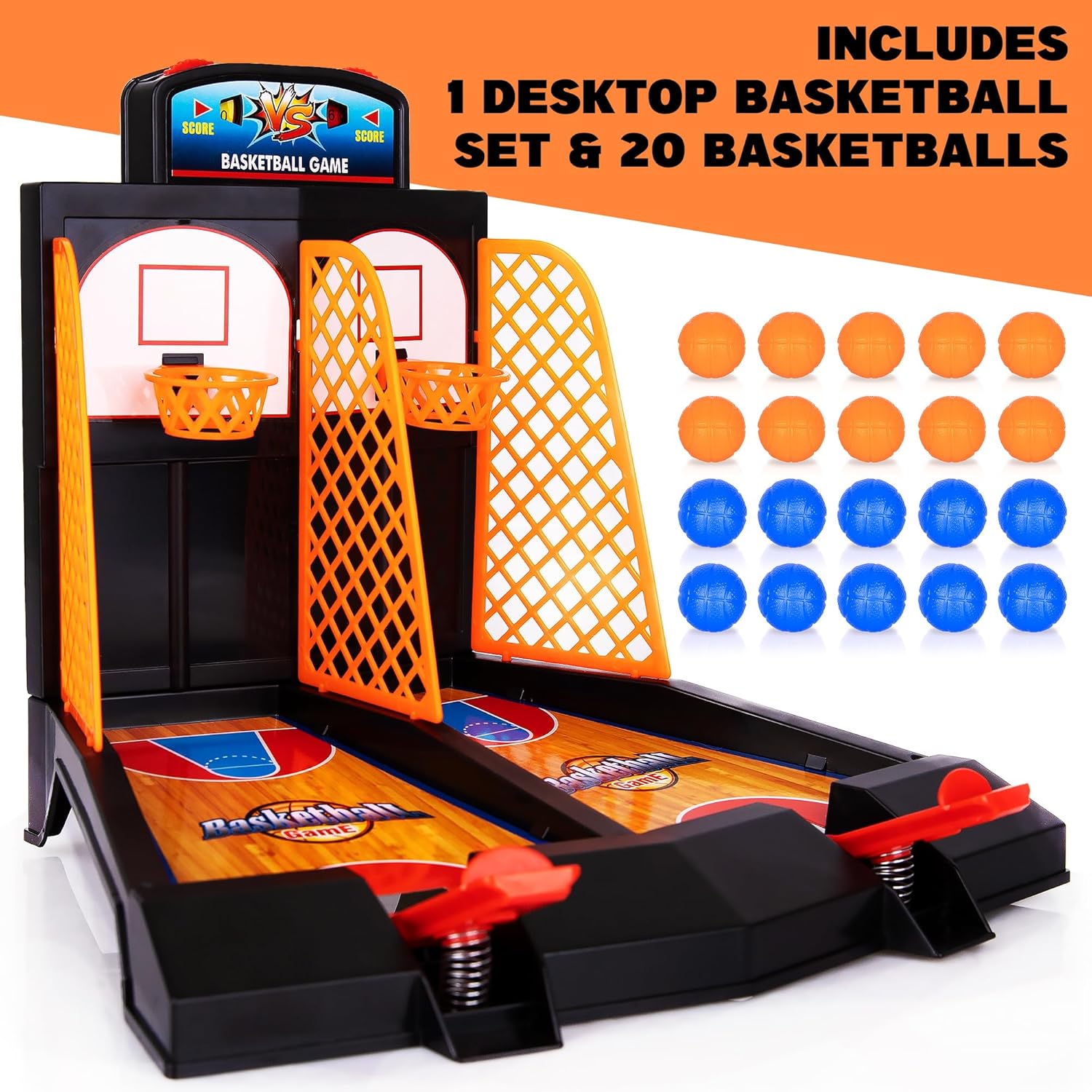 Mini Basketball Game Set – Includes 20 Mini Basketballs, Desktop Game for Kids and Adults