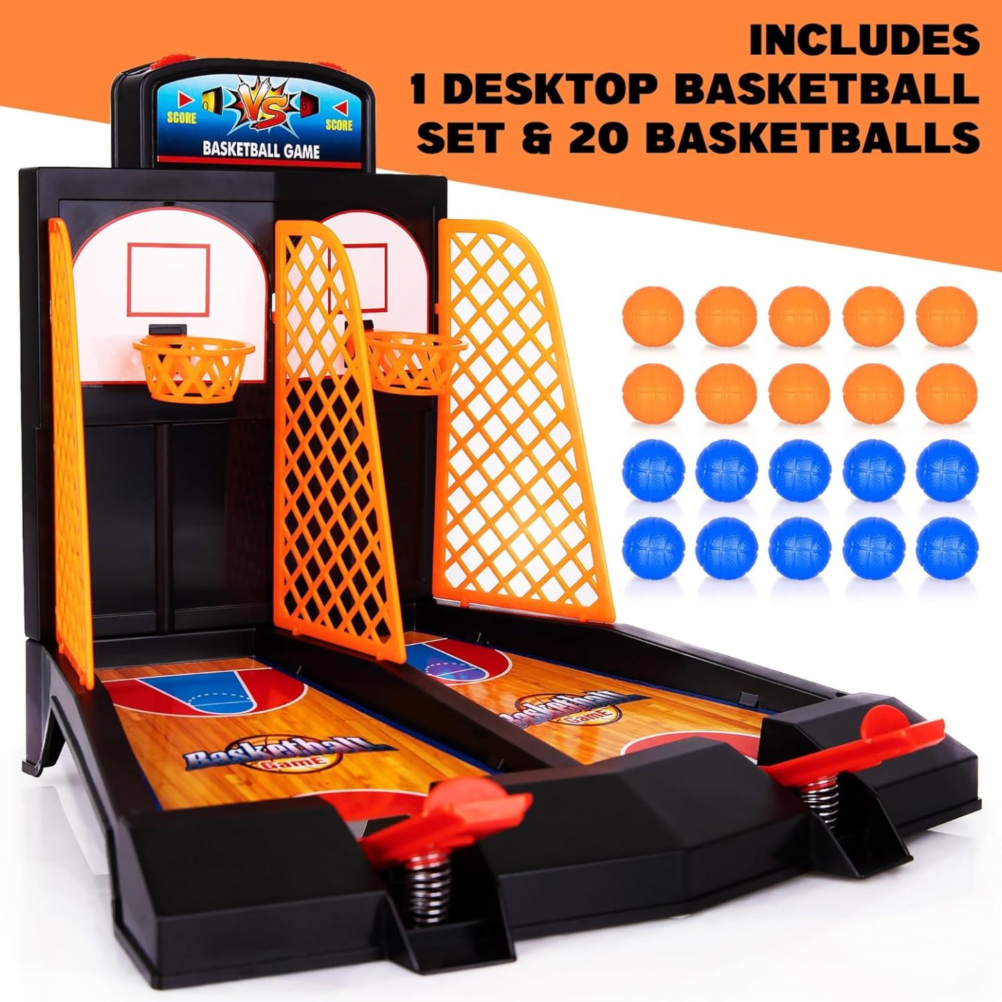 Mini Basketball Game Set – Includes 20 Mini Basketballs, Desktop Game for Kids and Adults