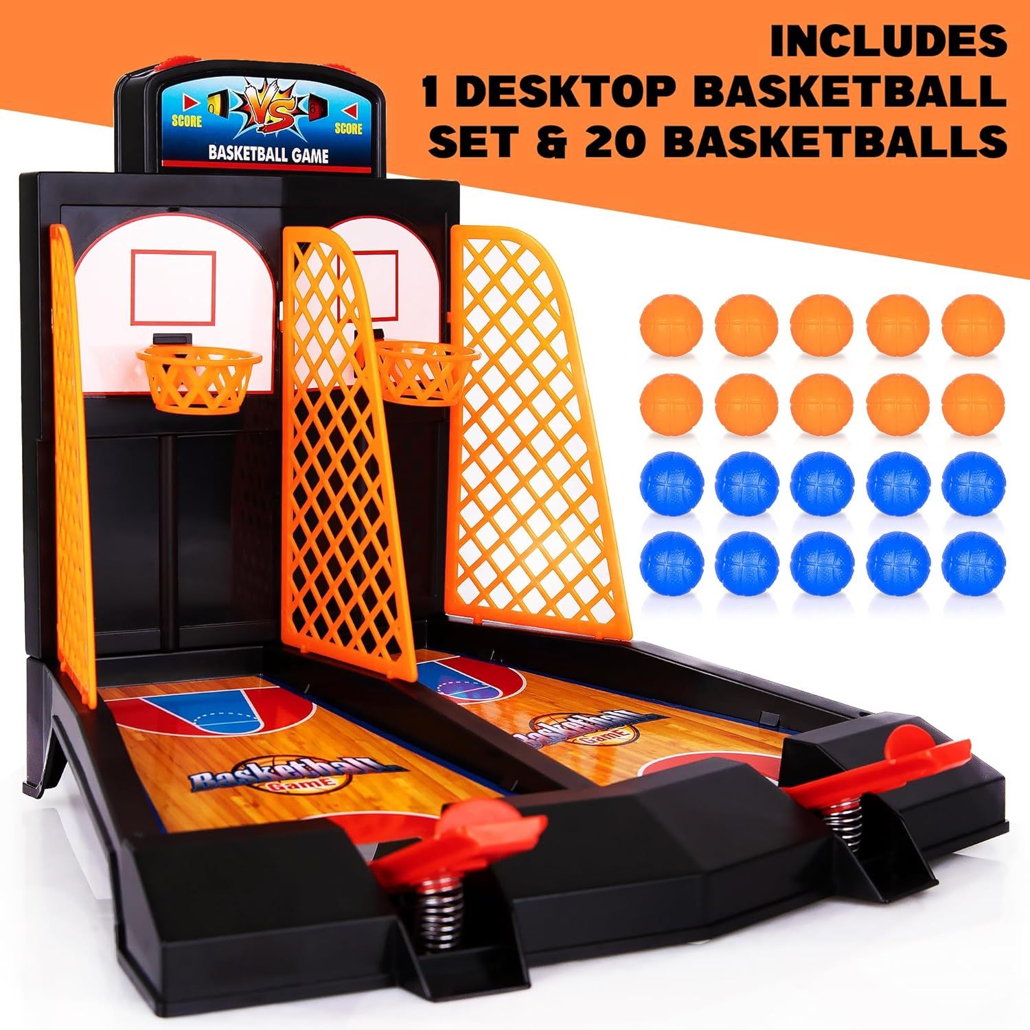 Mini Basketball Game Set – Includes 20 Mini Basketballs, Desktop Game for Kids and Adults
