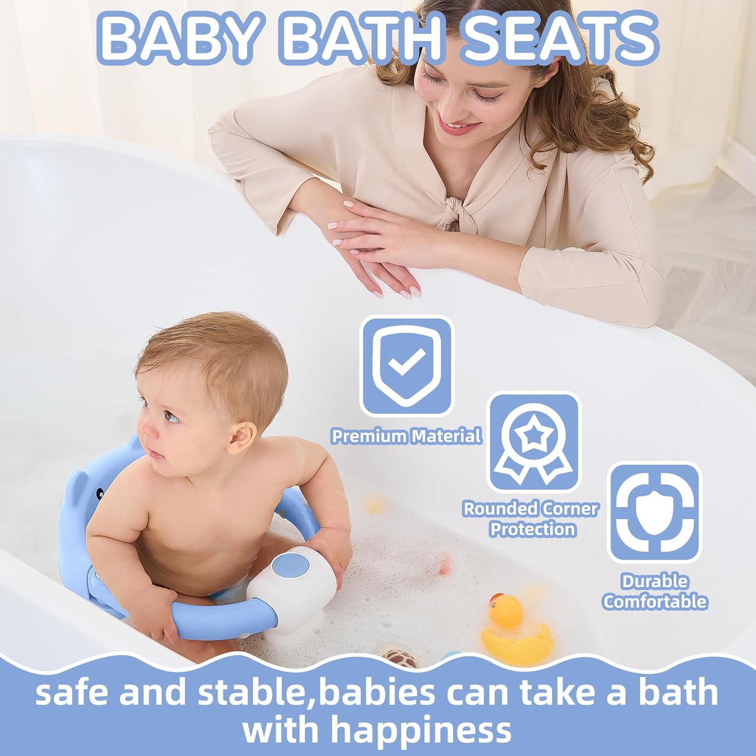Baby Bath Seat for Babies 6 Months & Up – Non-Slip Toddler Bath Seat