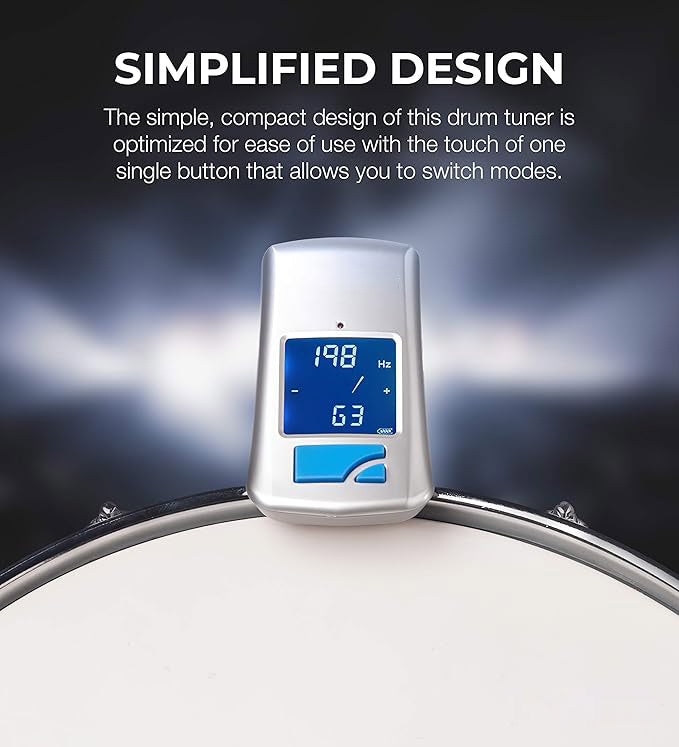 Clip-on digital drum tuner with backlit LCD display