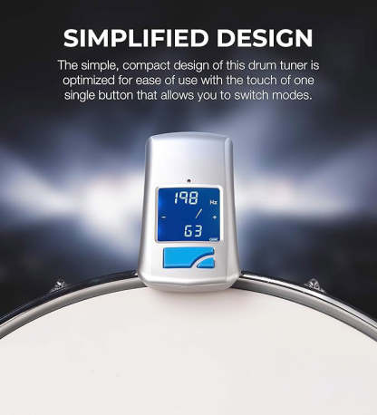 Clip-on digital drum tuner with backlit LCD display