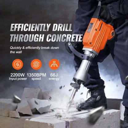 Heavy-Duty Electric Demolition Hammer with Chisel Set