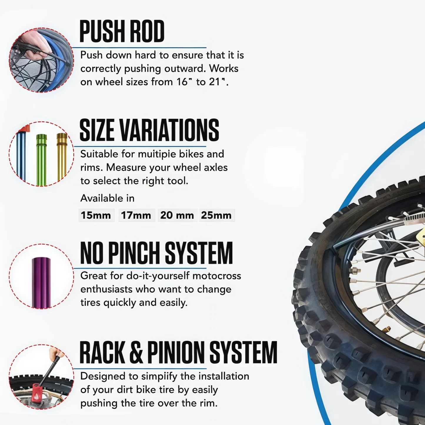 Professional Off-Road Motorcycle Tire Changing Tool for Enduro & Dirt Bikes