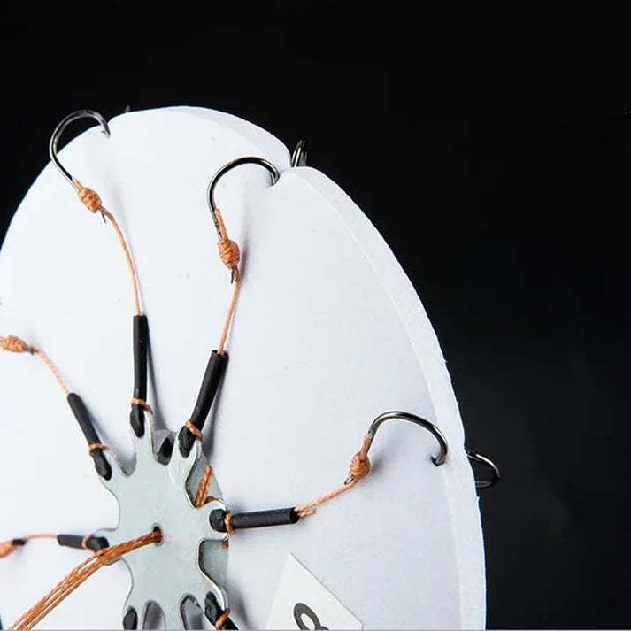 Anti-tangling fishing line hooks with flexible hose, 12 carbon steel hooks