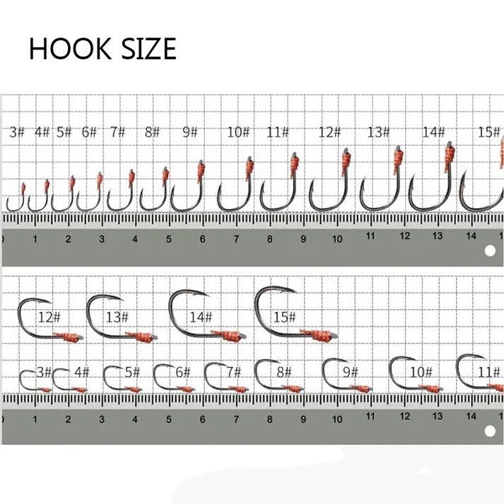 Anti-tangling fishing line hooks with flexible hose, 12 carbon steel hooks