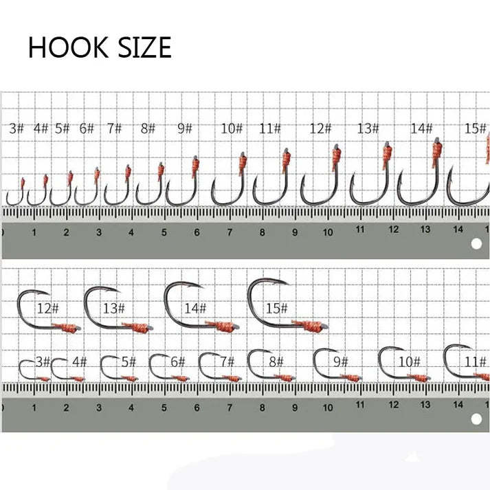 Anti-tangling fishing line hooks with flexible hose, 12 carbon steel hooks