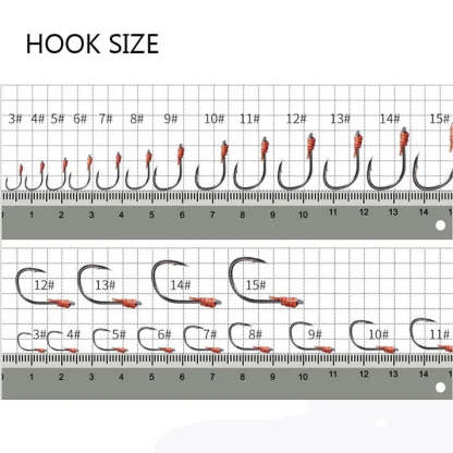 Anti-tangling fishing line hooks with flexible hose, 12 carbon steel hooks