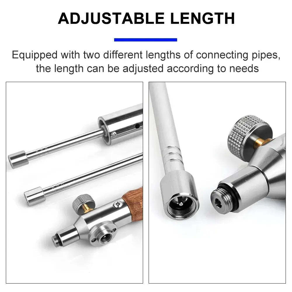 Camping Long Flame Igniter – Portable Wooden Handle Gas Burner for BBQ & Outdoor Cooking