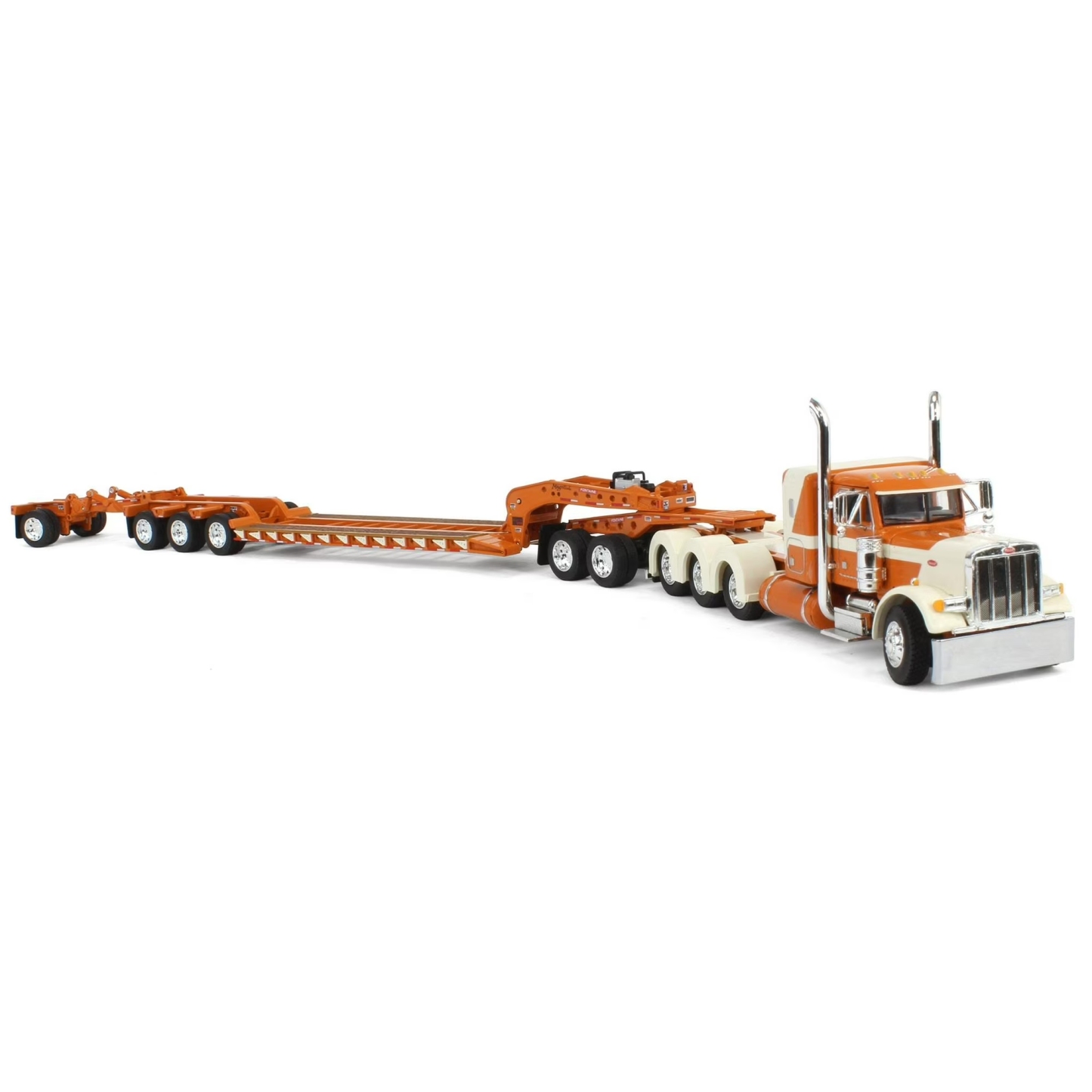 1:64 Scale Semi Truck Model — Diecast Tractor & Lowboy Trailer Display Set