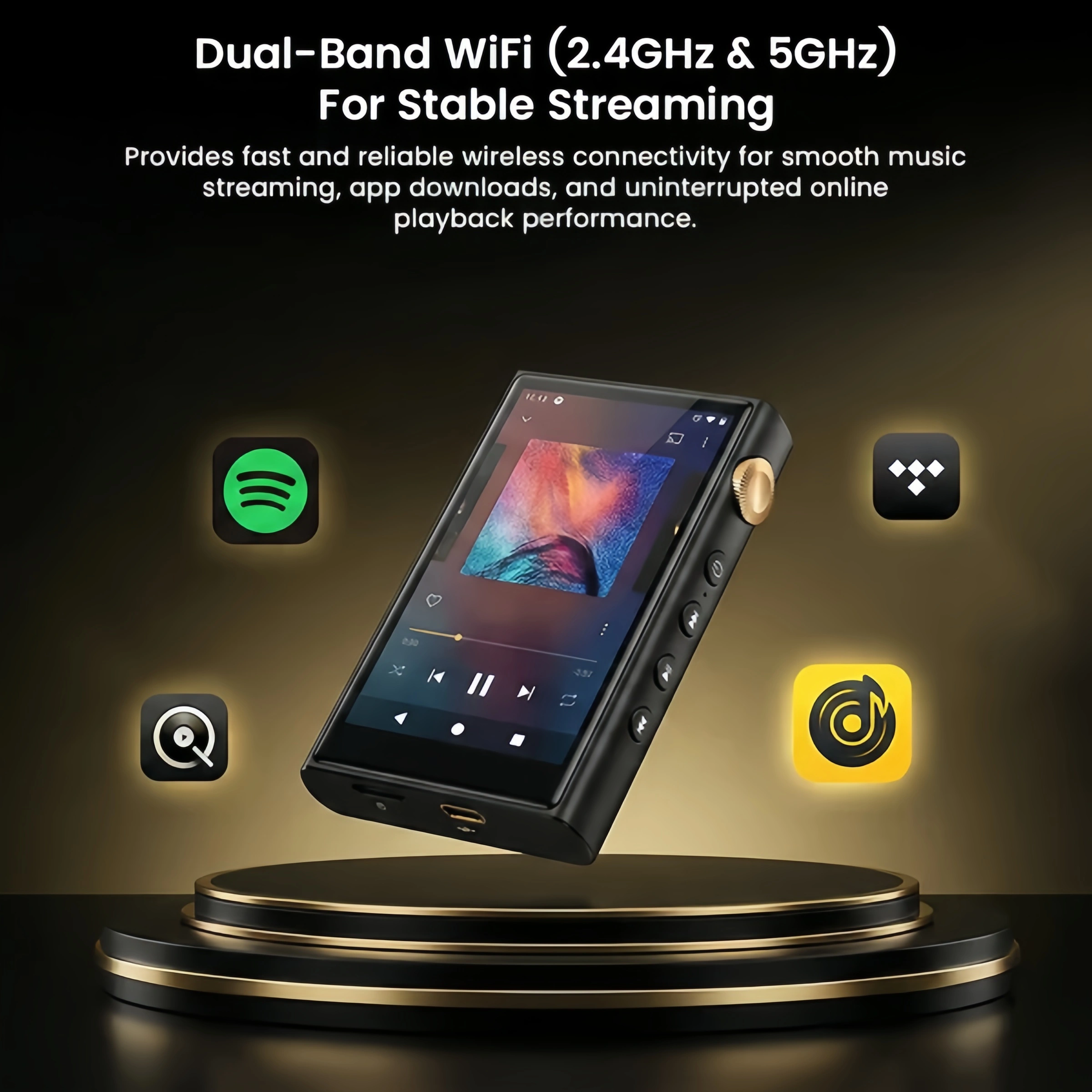 Portable Hi-Fi Digital Audio Player-High Resolution Music Experience with Android Streaming