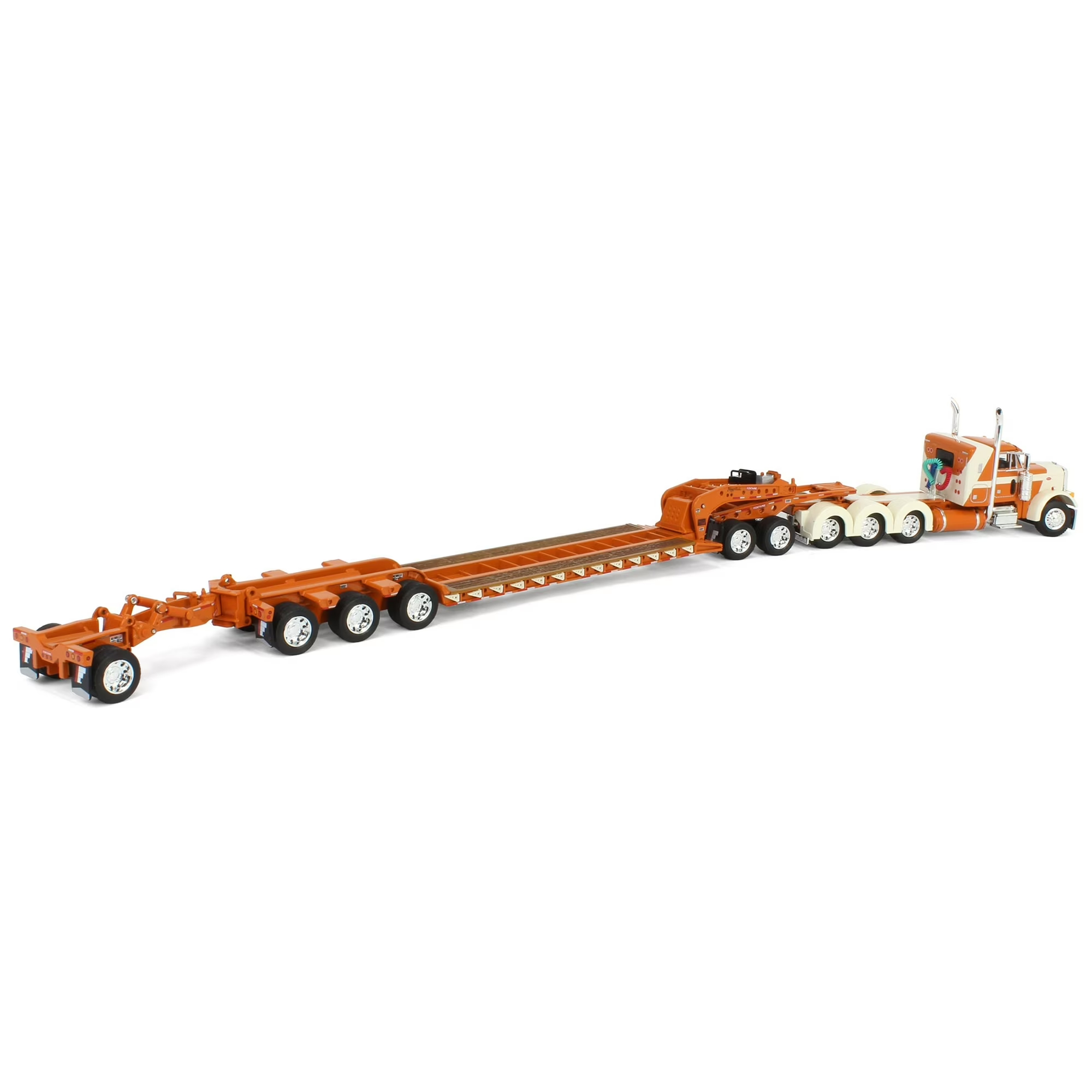 1:64 Scale Semi Truck Model — Diecast Tractor & Lowboy Trailer Display Set