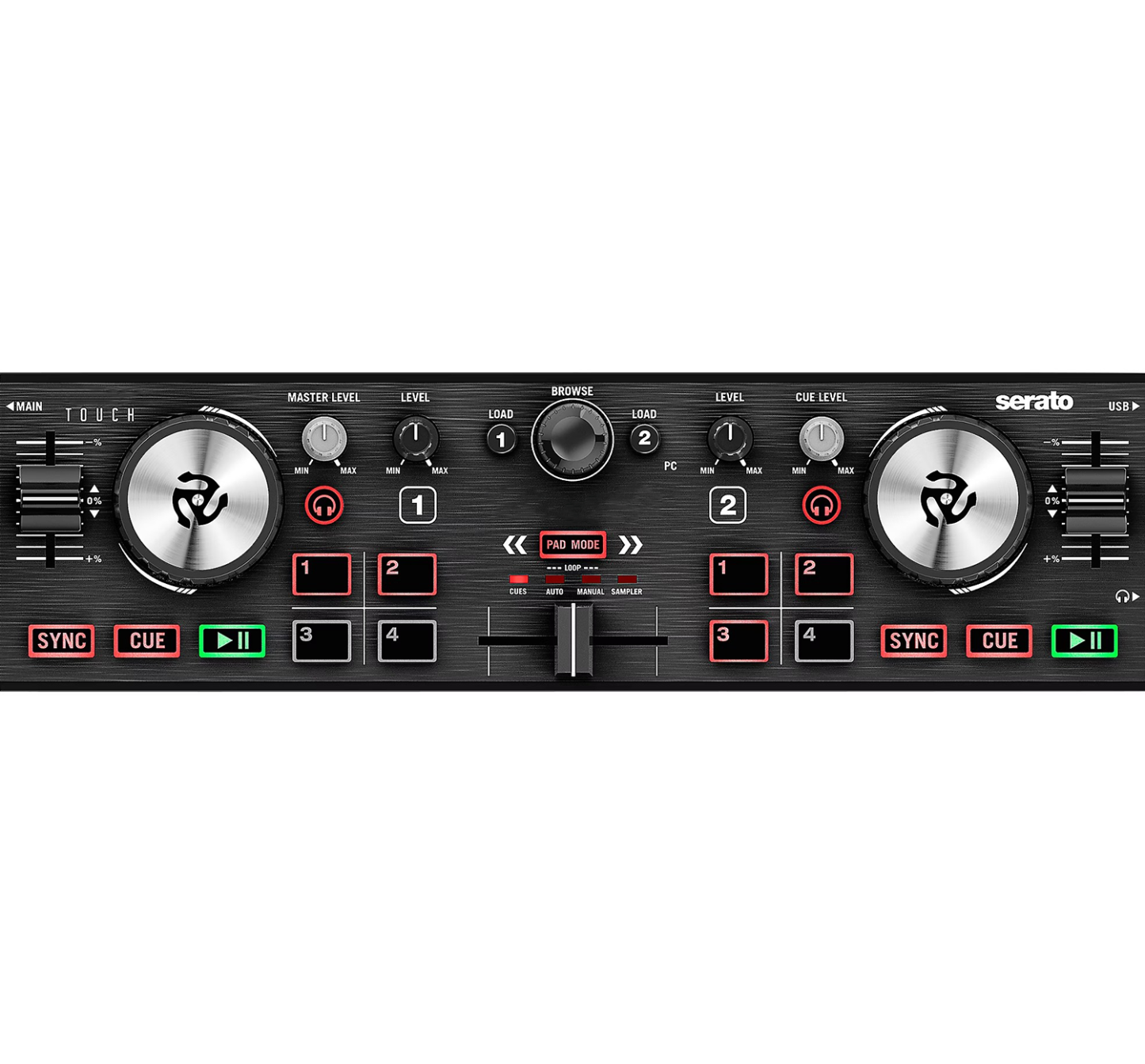 Compact dual-channel DJ controller