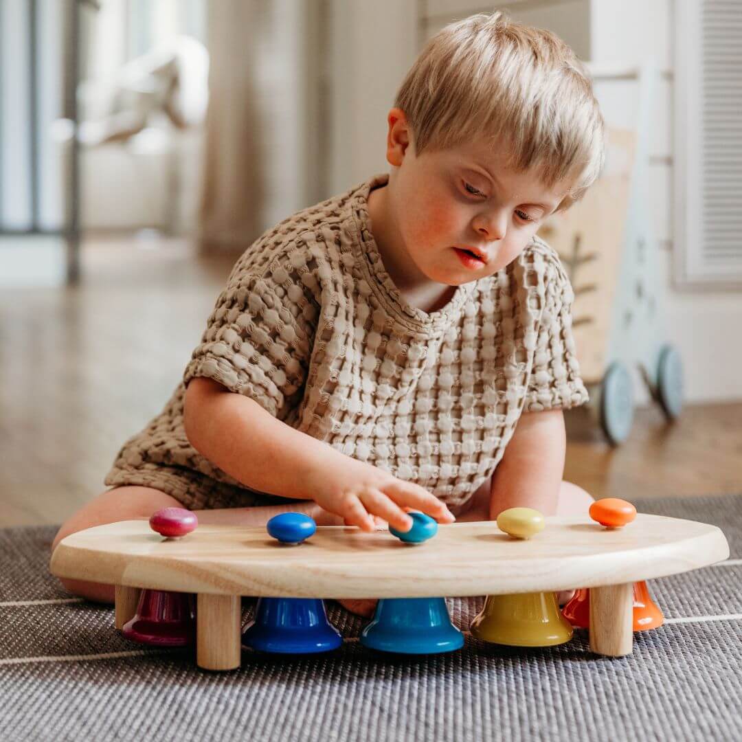 Pentatonic Bell Music Station — 5-Bell Wooden Instrument for Kids