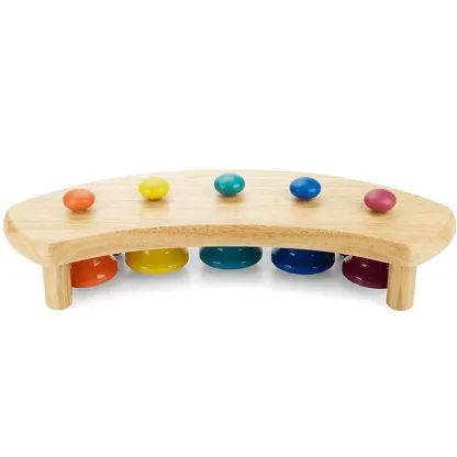 Pentatonic Bell Music Station — 5-Bell Wooden Instrument for Kids