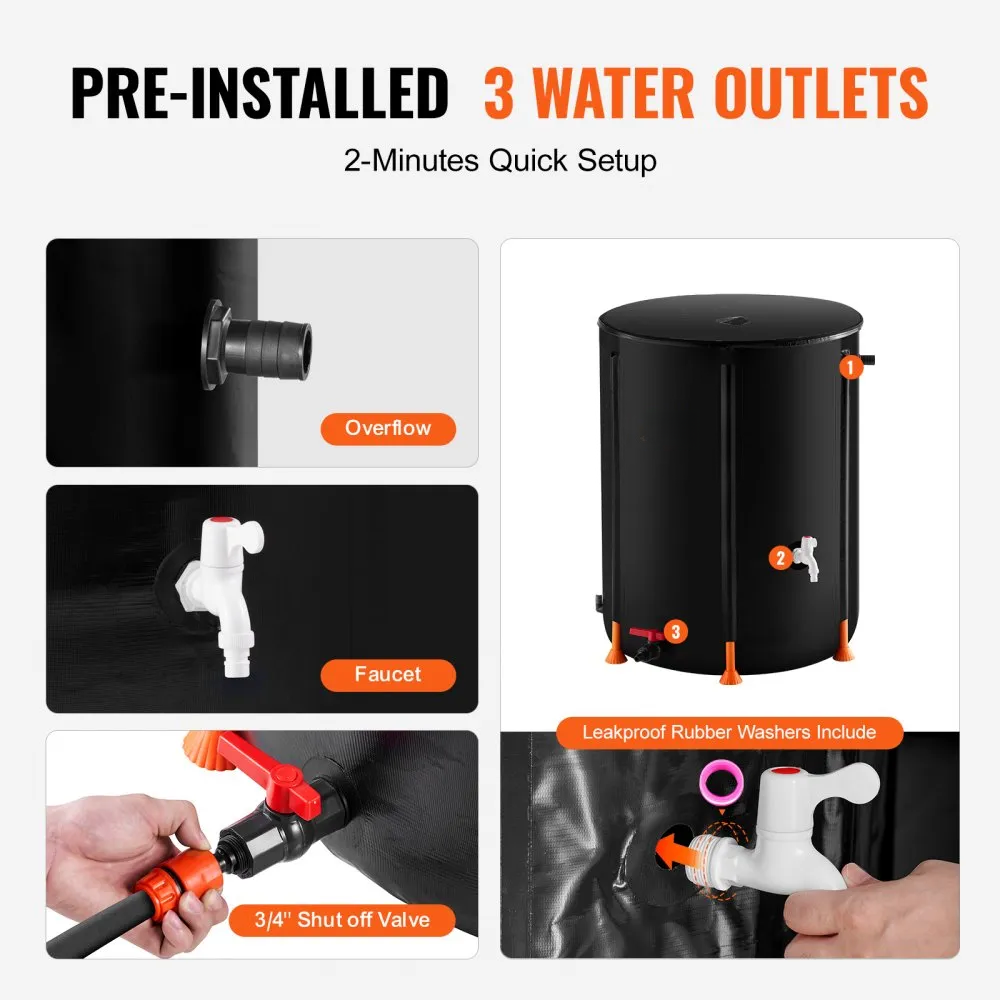 100 Gallon Collapsible Rain Barrel for Garden Water Collection
