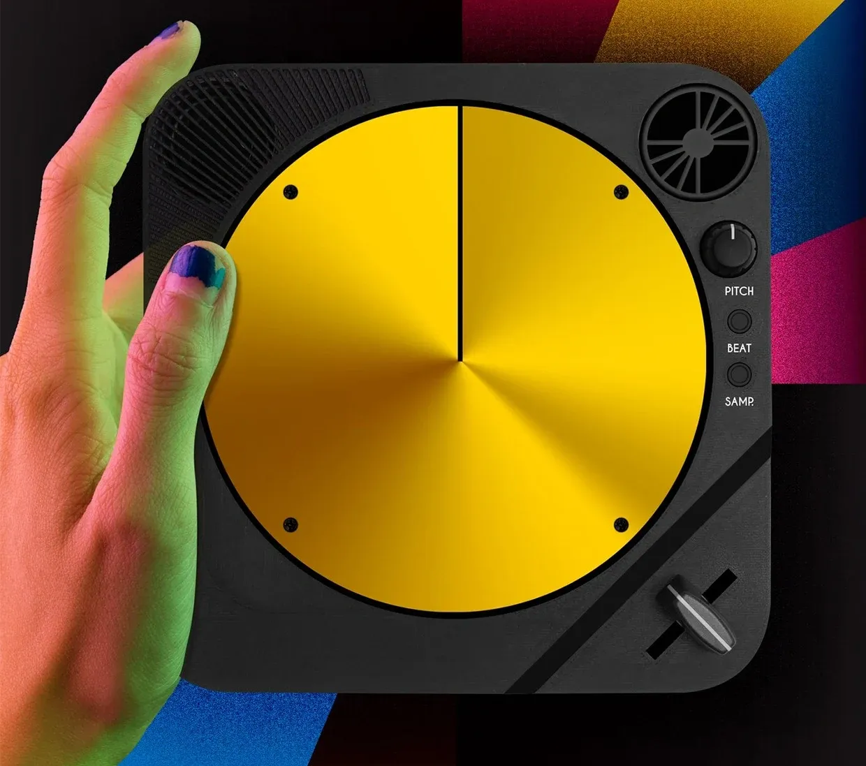 Digital Scratch & Sample Instrument, Portable Lo-Fi Sound Manipulation Device with Touch-Sensitive Platter
